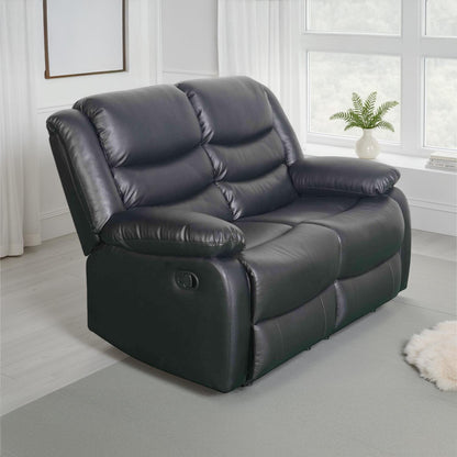 Cortland Leather Look 3 Piece Sofa Suite Manual Reclining Black or Brown