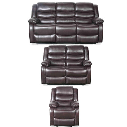Cortland Leather Look 3 Piece Sofa Suite Manual Reclining Black or Brown