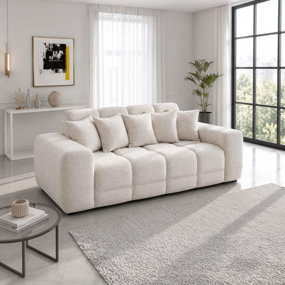 Jenson 3 Seater Plush Velvet Sofa with Deep Seats & Boxed Arms