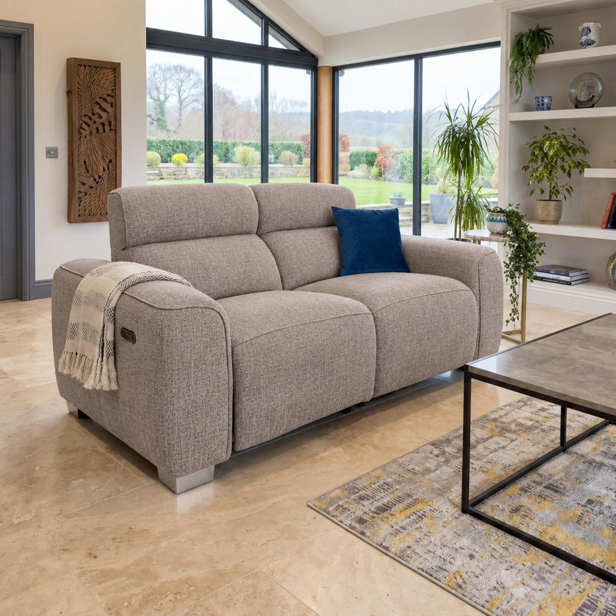 Tisbury 2 Seater Electric Recliner Sofa USB-C Beige or Grey