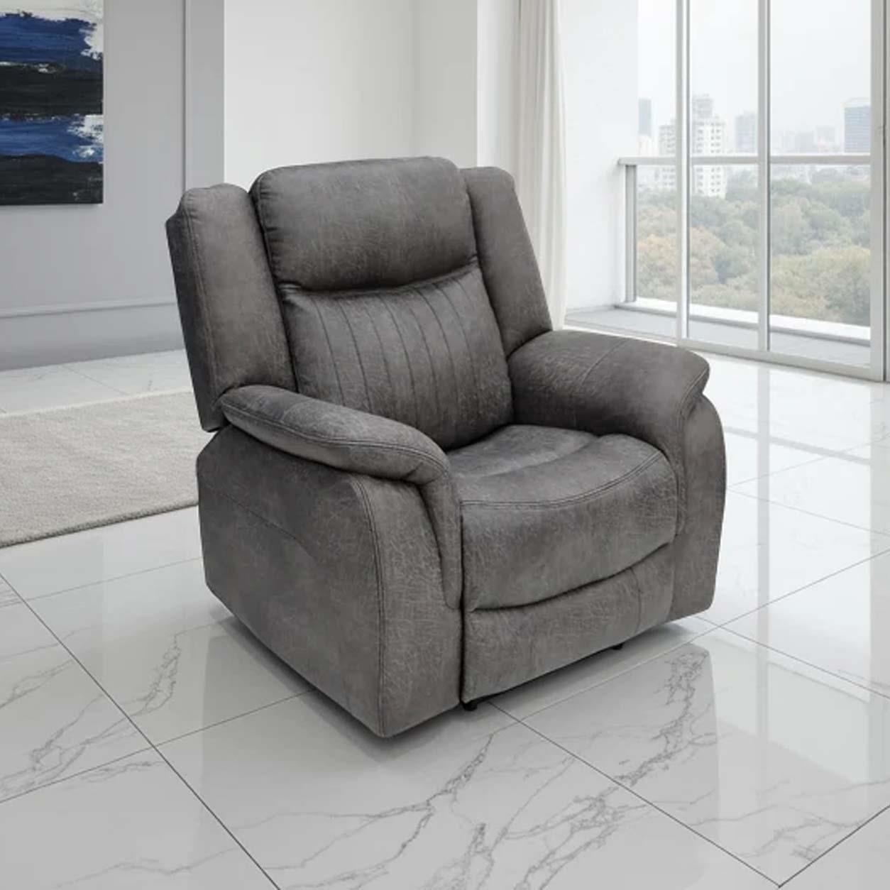 Lennox Grey Tech Fabric 3 + 2 + 1 Sofa Suite with Electric Recliner