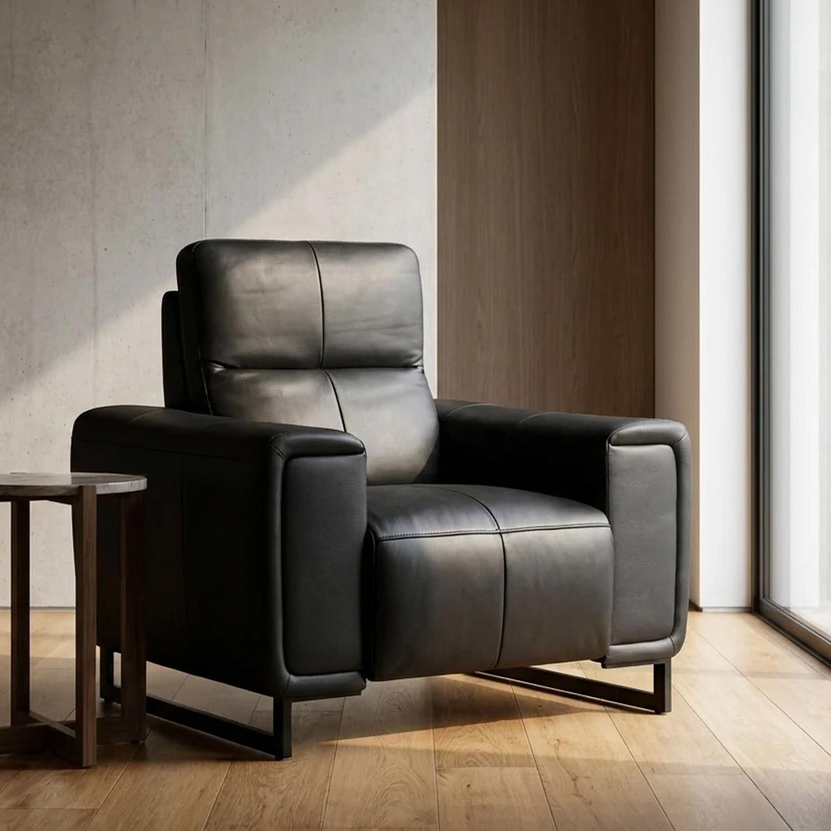 Rosebury 3 2 1 Electric Recliner Sofa Suite Leather Look Black Grey