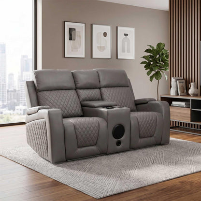 Felix Black or Grey Leather Electric Reclining Sofa Suite USB Cup Holder