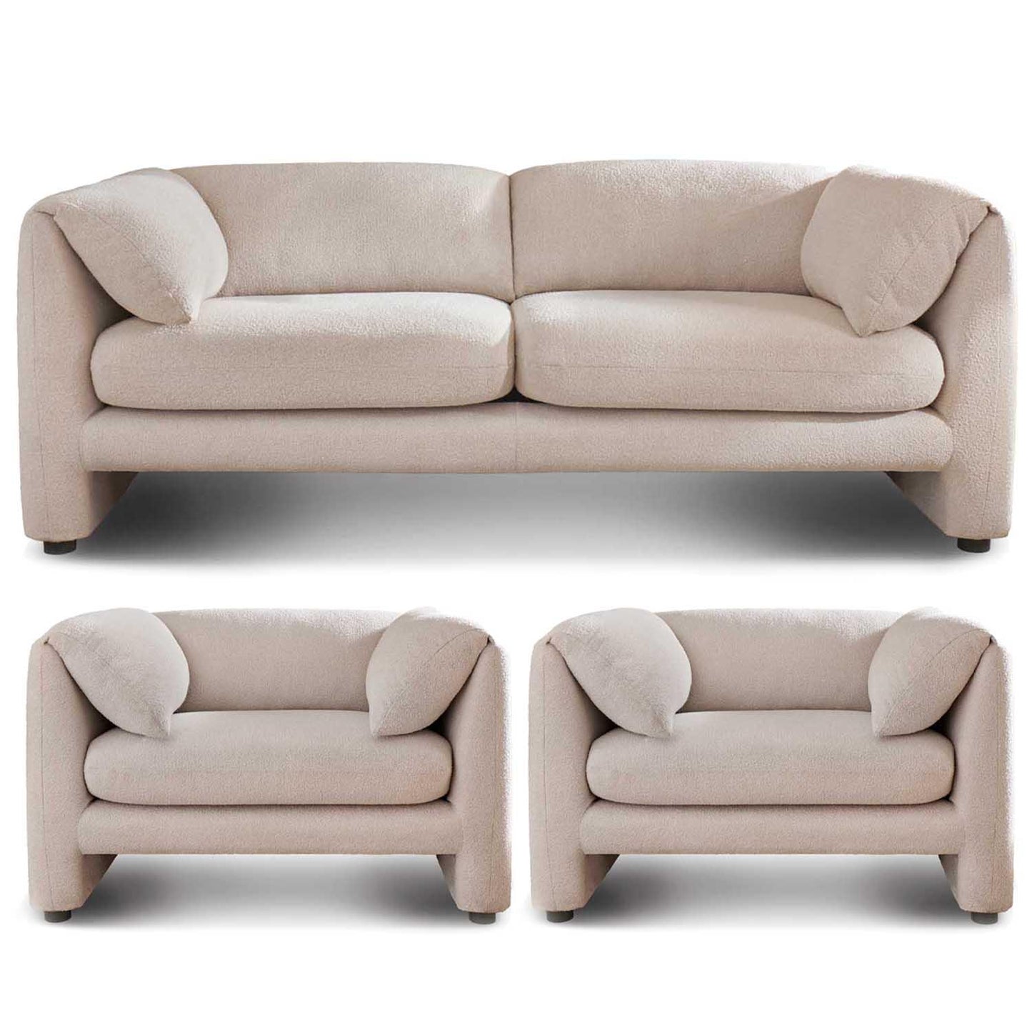 Chester 3 Piece Boucle Cream Fabric Sofas 3 + 1 + 1