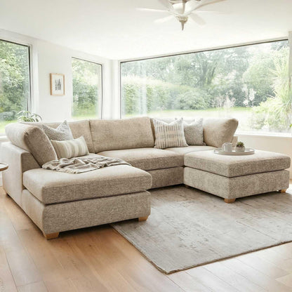 Kenzo U-Shaped 4-5 Seater Chenille Fabric Sofa