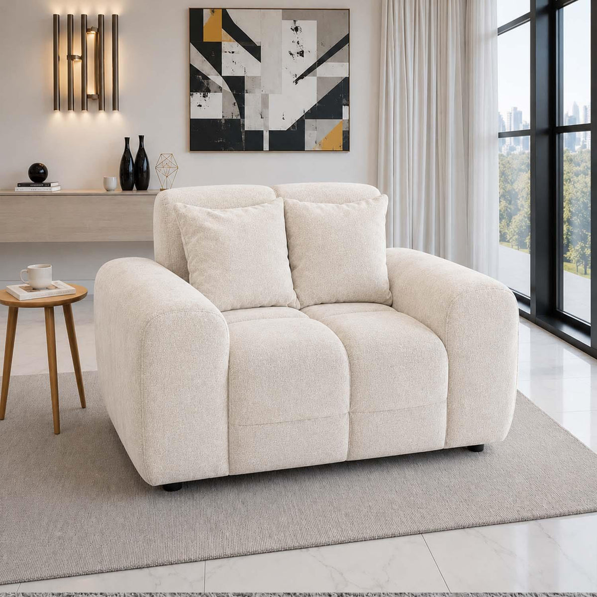 Jenson Plush Velvet Armchair with Deep Seat & Thick Boxed Arms