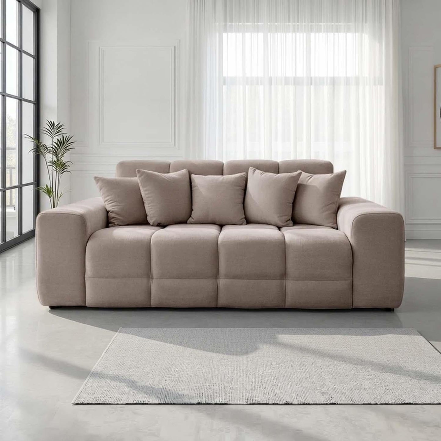 Jenson 3 Seater Plush Velvet Sofa with Deep Seats & Boxed Arms