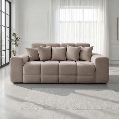 Jenson 3 Seater Plush Velvet Sofa with Deep Seats & Boxed Arms