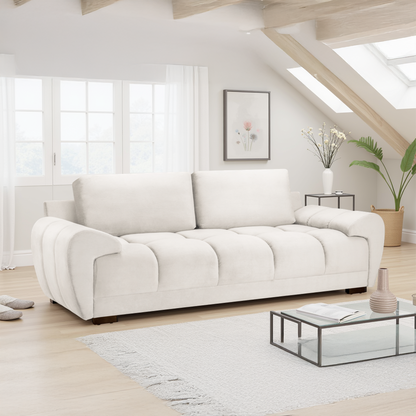 Zura Plush Velvet Large 3 + 2 Sofa Suite | Cream, Grey or Mocha