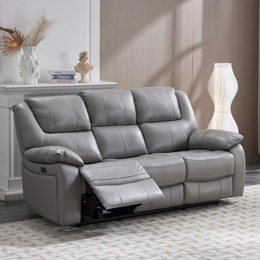 Knowle Electric Reclining 3 Seater Sofa Settee  Pisa Grey USB Charging