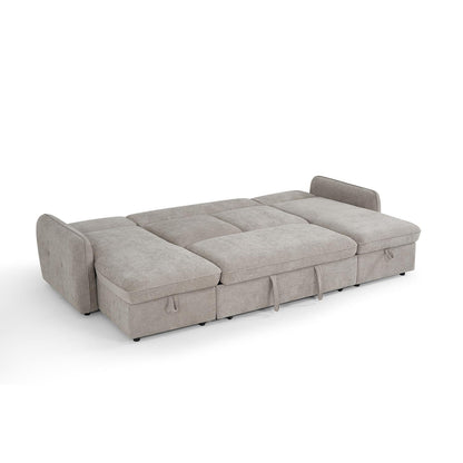 Seattle U Shaped 5 Seater Fabric Corner Sofa Bed