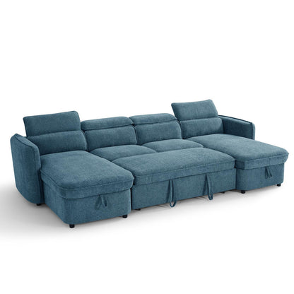 Ria Large 4 5 Seater Fabric U Shaped Sofa Bed Tilting Headrest Storage