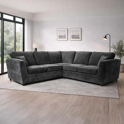 Ascot 5 Seater Corner Sofa Chenille Fabric Beige or Charcoal