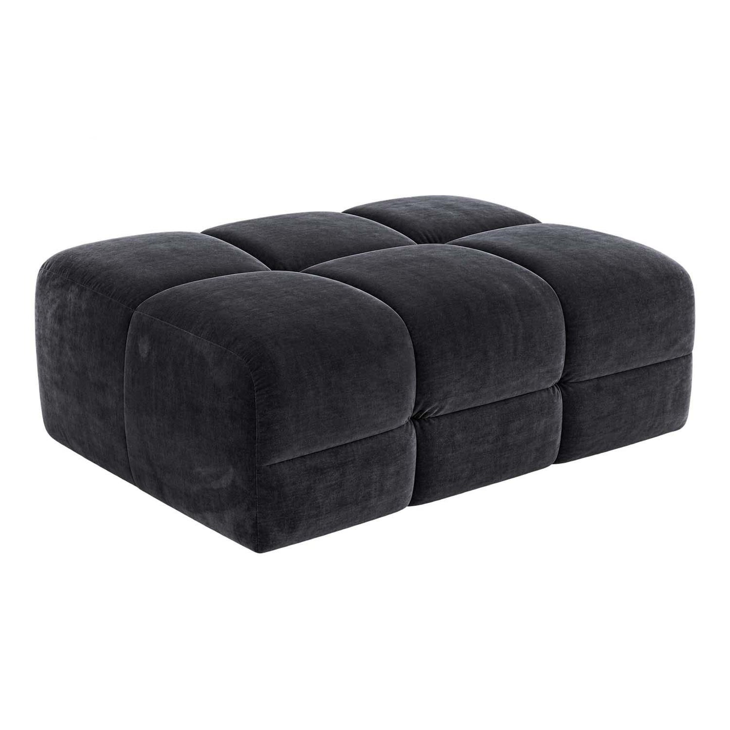 Jenson Large Plush Velvet Footstool Pouffe with Cross Stitch Detail