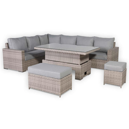 Rattan Corner Garden Sofa Set with Rising Table