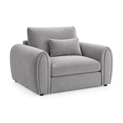 Mercer Oversized Plush Velvet Armchair Grey or Beige Deep Seat