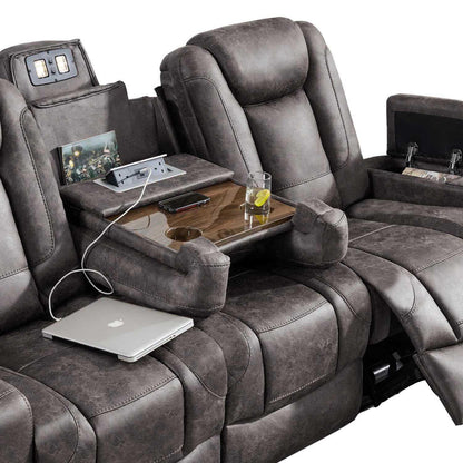 Juniper Electric Recliner 3 + 2 Sofa Suite USB Cup Holders Brown or Grey
