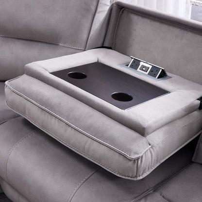 Caleb Power Electric Reclining Corner Sofa 5 Seater Aspen Latte USB