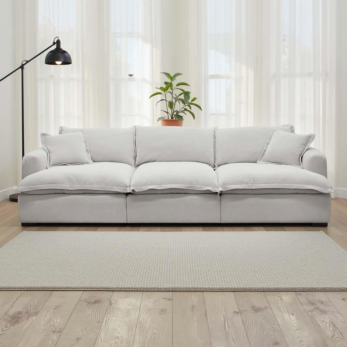 Stanford Feather Filled Modular Sofa with Footstool Grey or Stone