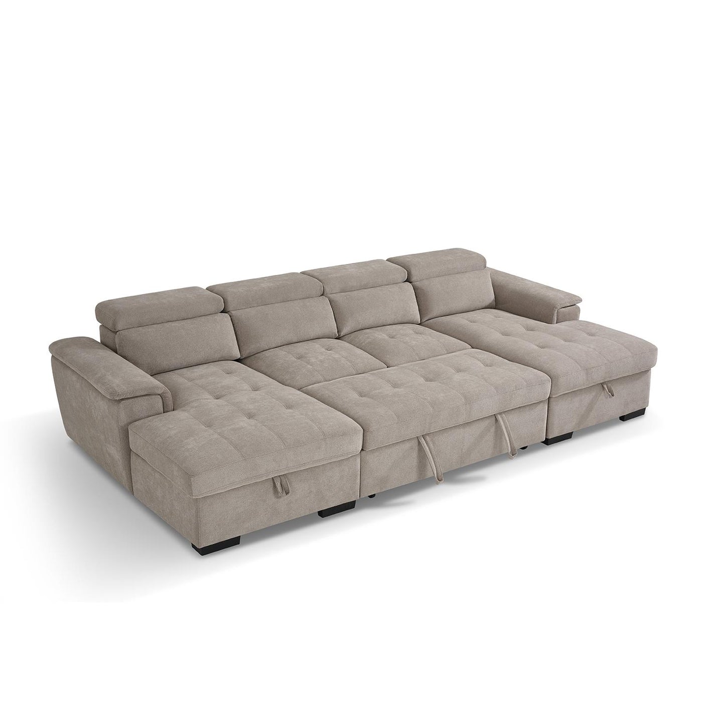 Large 4 5 Seater Fabric U Shaped Sofa Bed Tilting Headrest Storage