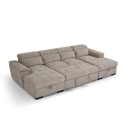 Large 4 5 Seater Fabric U Shaped Sofa Bed Tilting Headrest Storage
