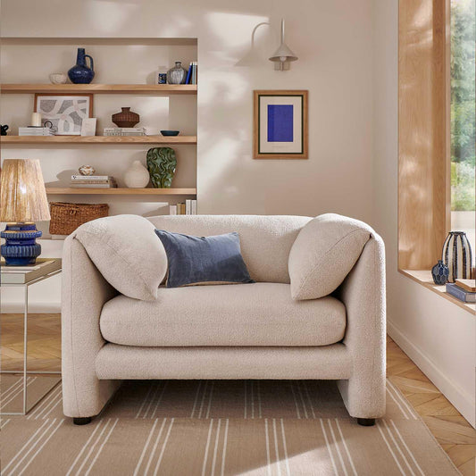 Chester Single Seater Armchair Boucle Fabric Cream