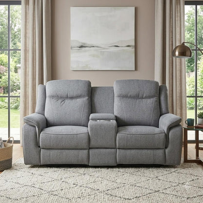 Milano Grey Fabric Electric Reclining Sofa Suite USB Cup Holder