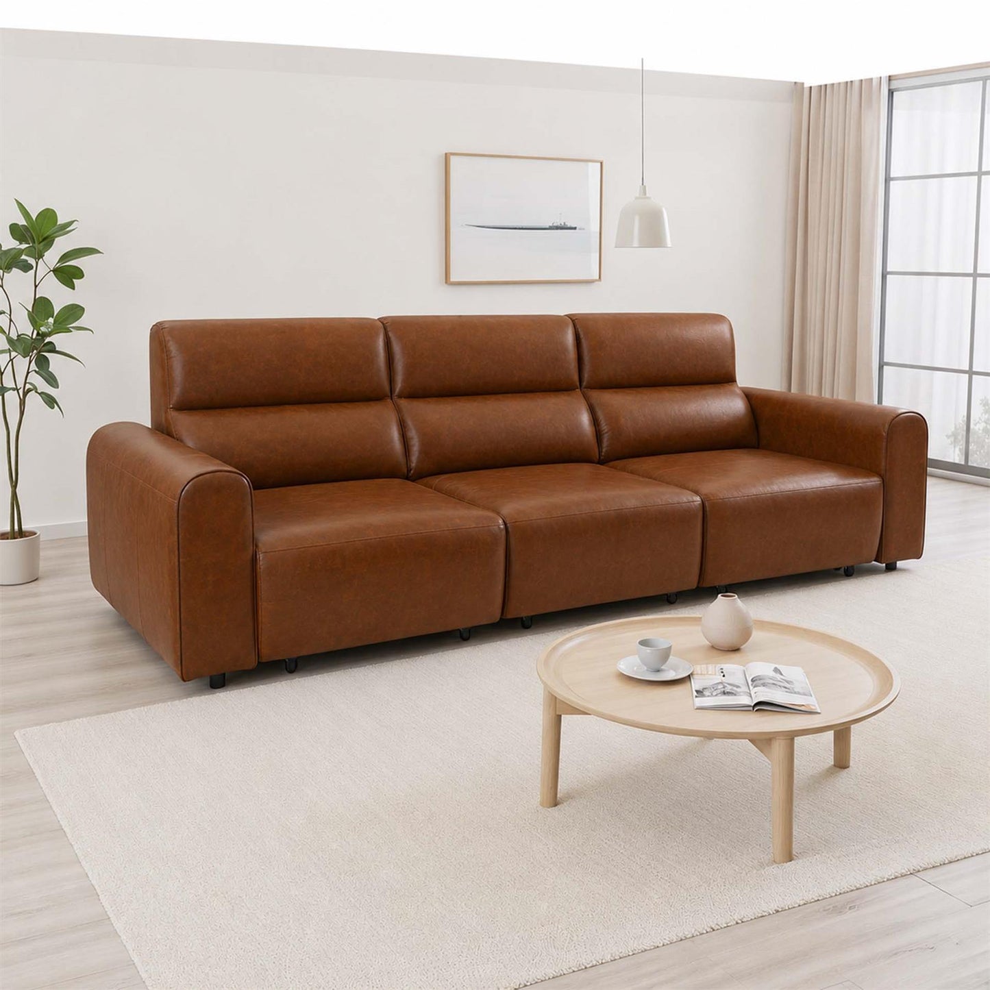 Corby 3 Seater Electric Recliner Sofa Leather Look High Back Design