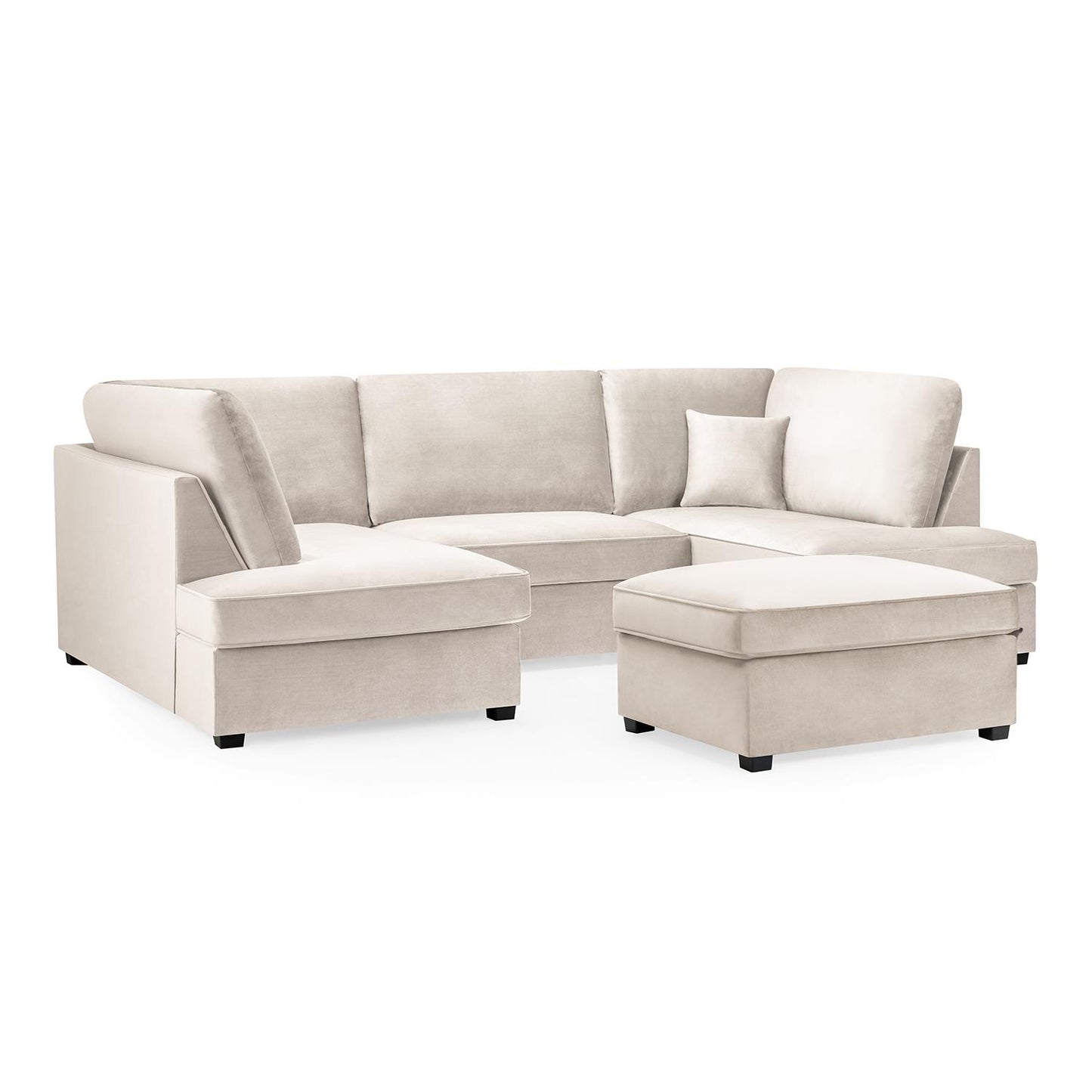 California Plush Velvet Beige, Black or Grey U shaped 6 Seater Sofa