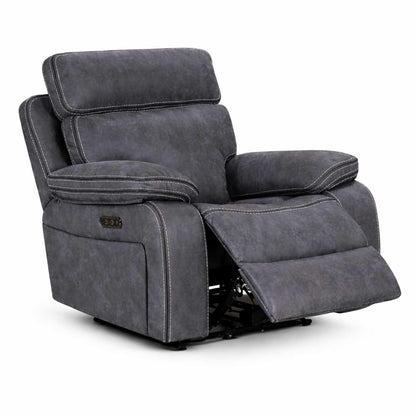 Tokyo Grey Leatheraire Power Armchair Electric Recliner USB Charging