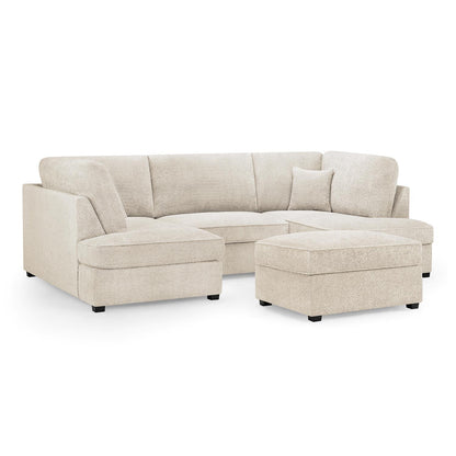 California Boucle Beige or Grey U shaped 6 Seater Sofa