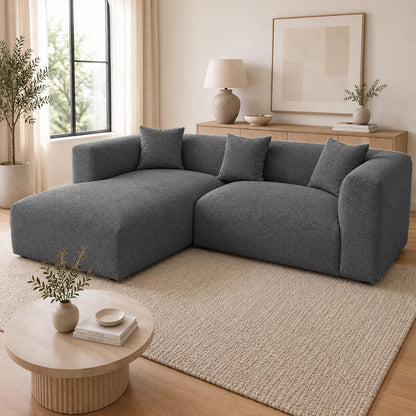 Ely Cloud Chaise L-Shaped Corner Sofa, Linen Fabric, LHF or RHF