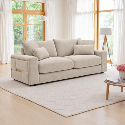 Juno 3 Seater Chenille Sofa with Removable Seat & Back Cushions