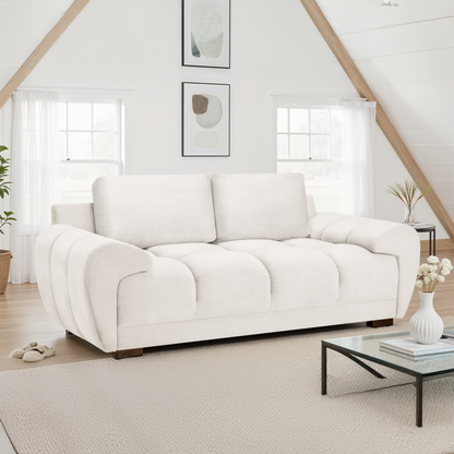 Zura Plush Fabric Large 2 Seater Sofa | Cream, Grey or Mocha