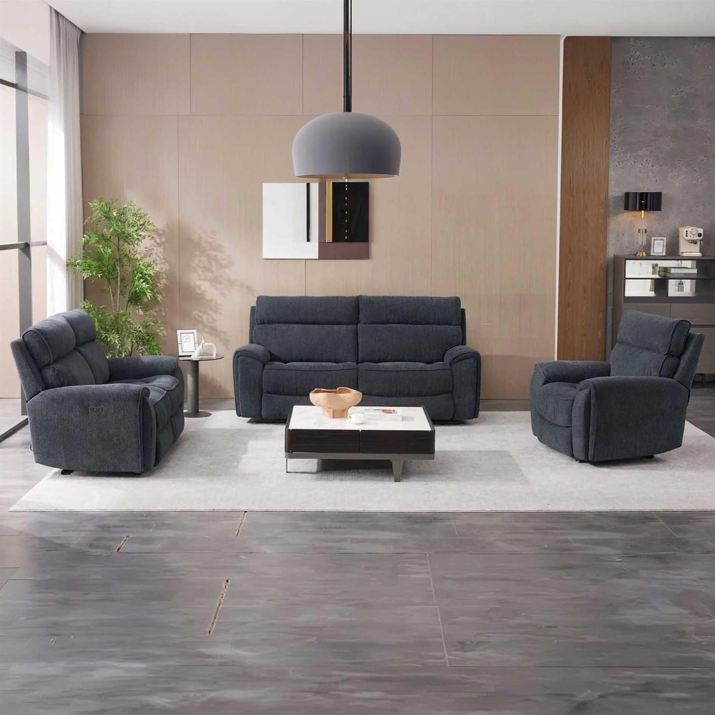 Lois Electric Reclining 3 Piece Sofa Suite 3 + 2 + 1 Black