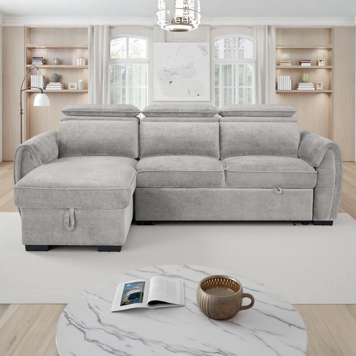 Carlo Universal Corner Sofabed with Storage & Adjustable Headrests
