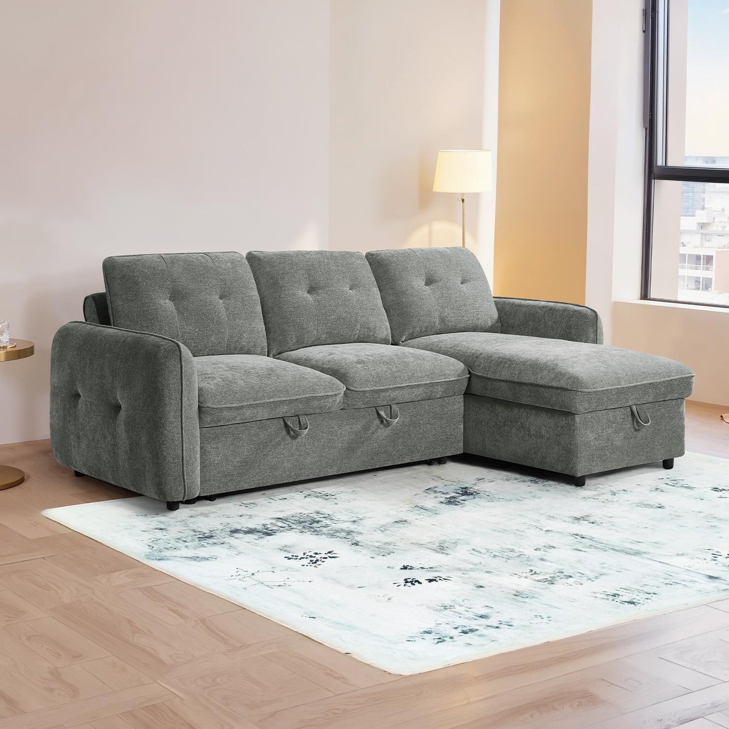 Seattle L Shaped 4 Seater Fabric Corner Sofa Bed