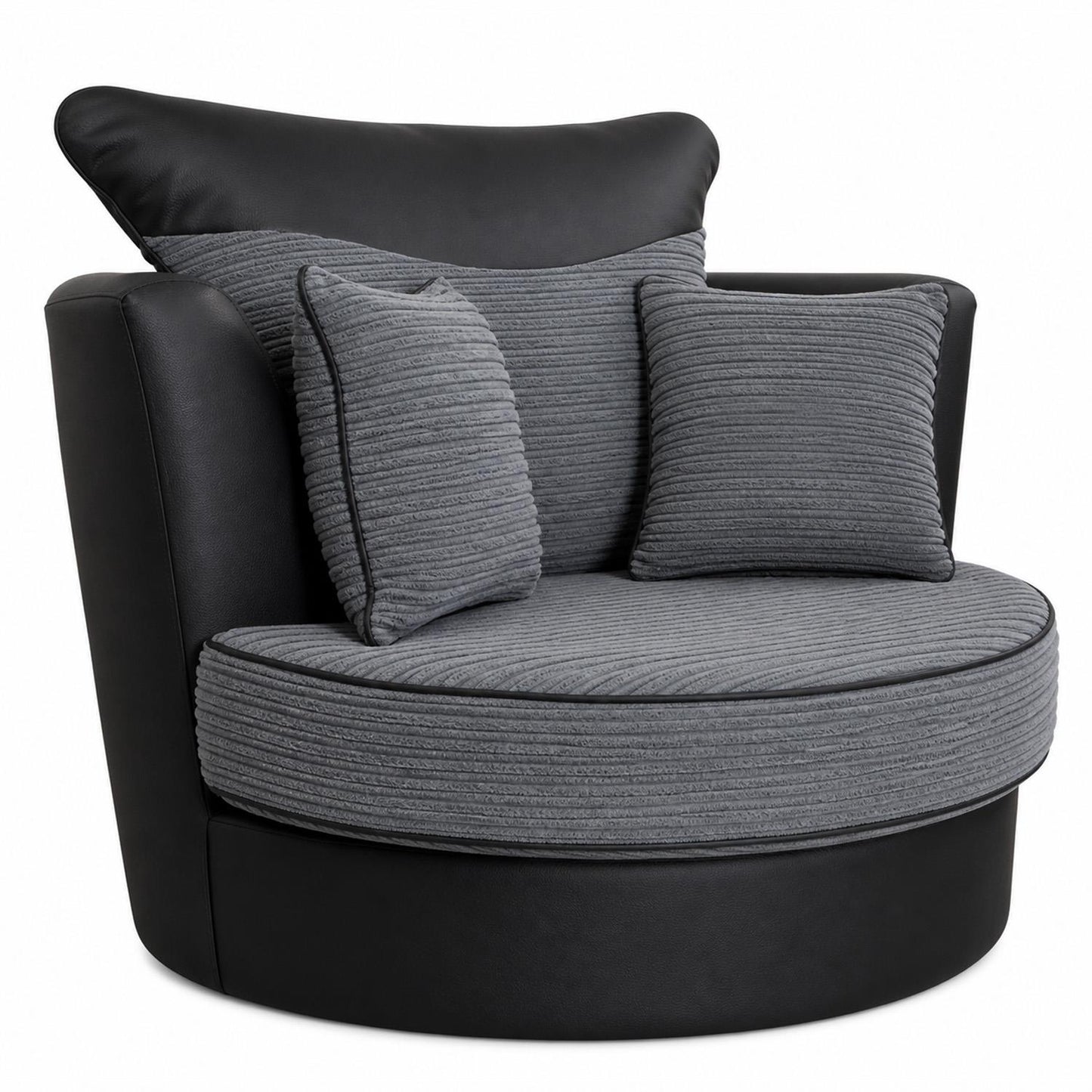 Dino Round Black and Grey Swivel Chair Rotating 360 Degrees