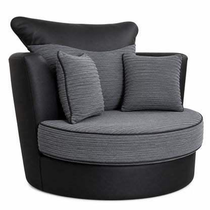 Dino Round Black and Grey Swivel Chair Rotating 360 Degrees