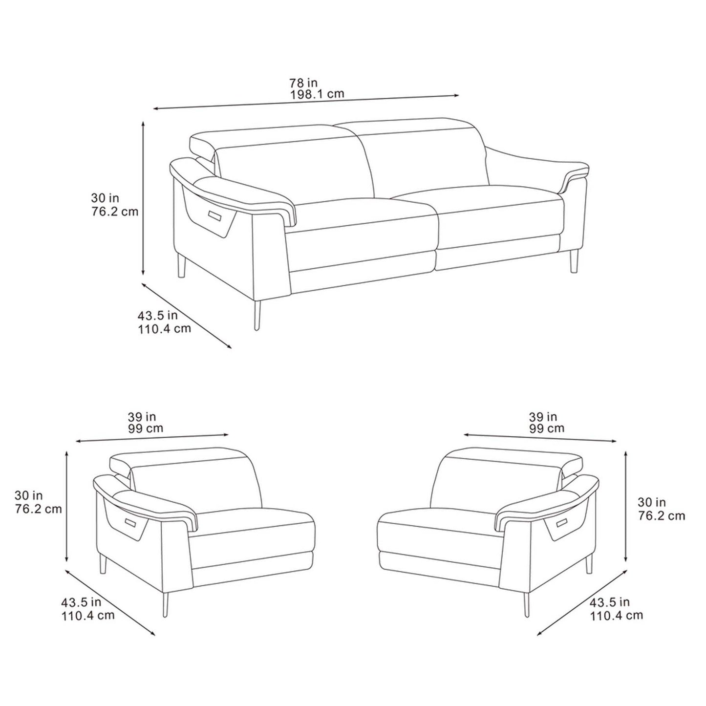Oscar Electric Reclining 3 Piece Sofa Suite 3 + 1 + 1 Ivory Fabric