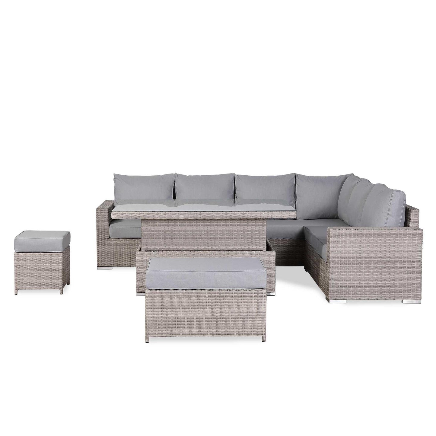 Outdoor Corner Sofa Set with Adjustable Rising Dining Table
