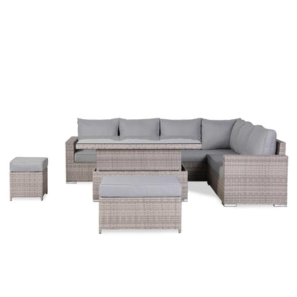 Outdoor Corner Sofa Set with Adjustable Rising Dining Table
