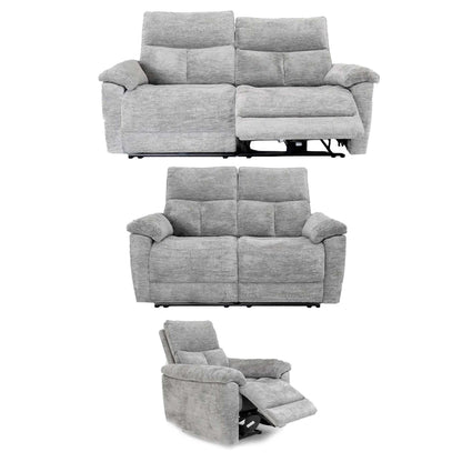 Kent Electric Reclining 3 Piece Sofa Suite 3 + 2 + 1 Grey
