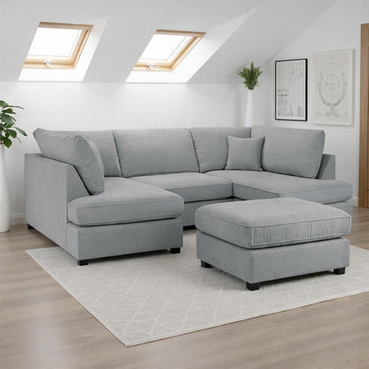 California Classic Fabric Beige, Black or Grey U shaped 6 Seater Sofa