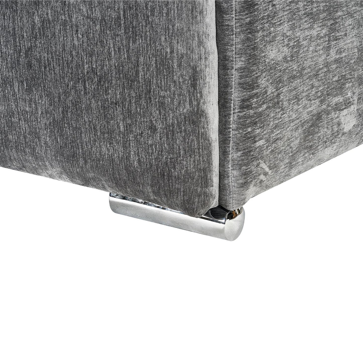 Monza L Shaped Chenille Fabric Beige Grey 4 Seater Corner Sofa LH