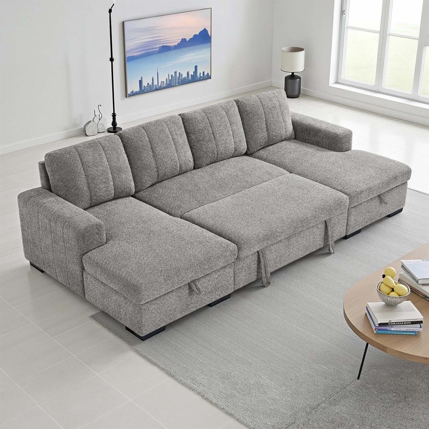 Comaro U Shaped Sofa Bed 5 Seater with Twin Storage Chaises