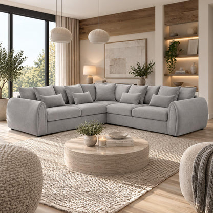 Mercer Large 5 Seater 2 Corner 2 Velvet Sofa Grey or Mocha