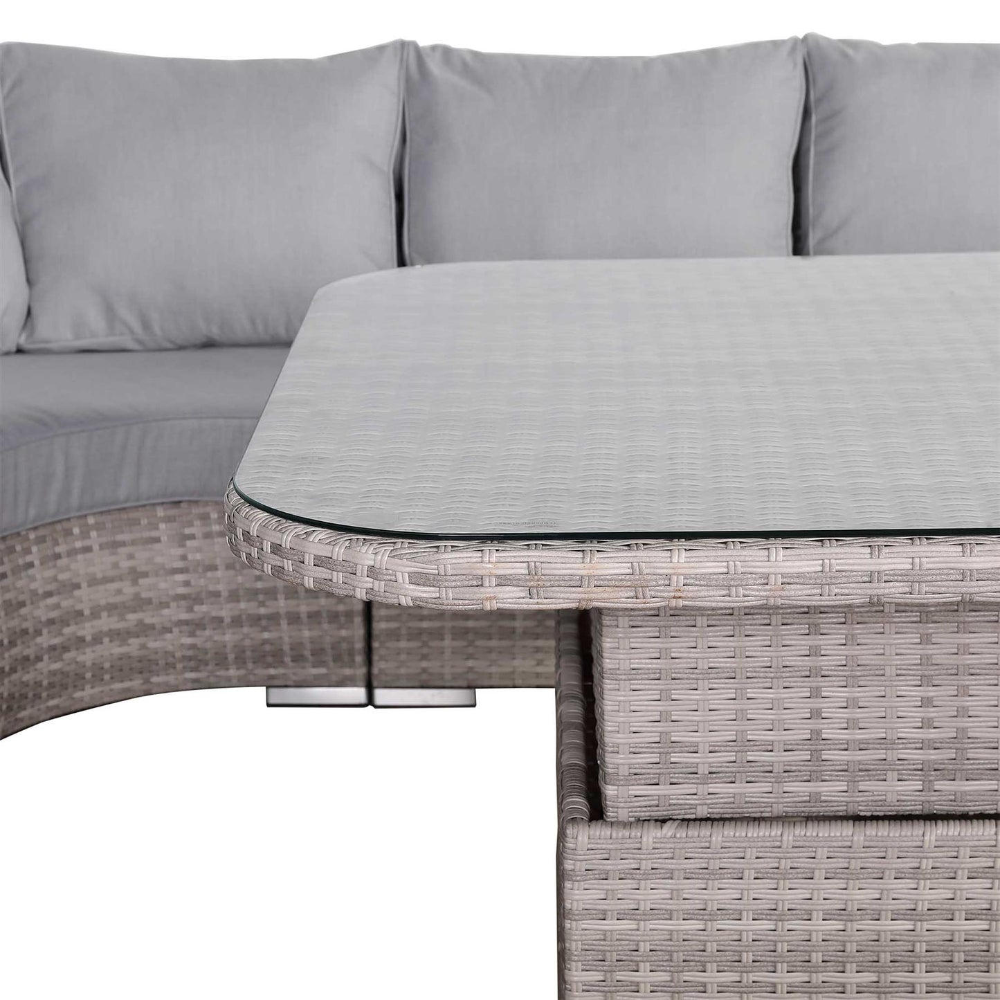 Round Corner Rattan Patio Sofa Set with Adjustable Table