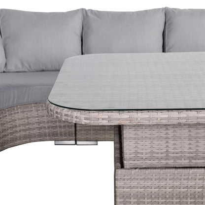 Round Corner Rattan Patio Sofa Set with Adjustable Table