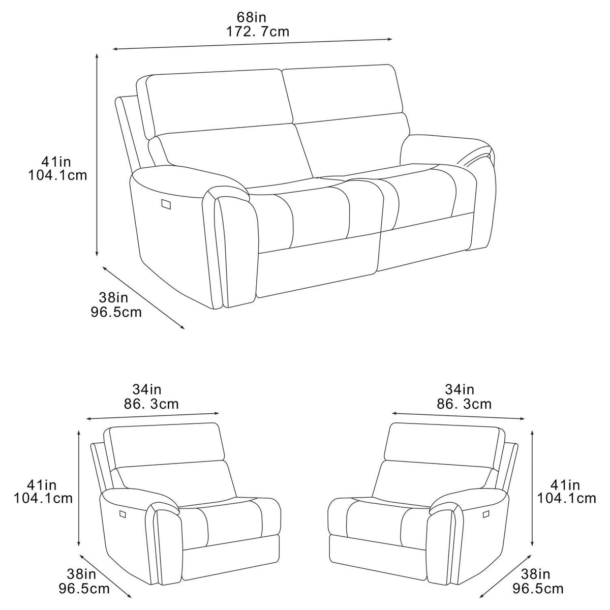 Valtos 2 Seater Electric Reclining Sofa Truffle or Grey